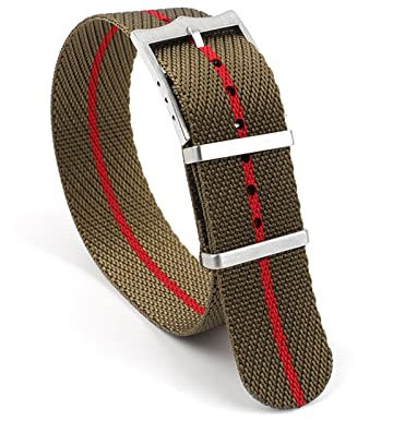 VISIYUBL Nylon Nato Strap Premium Sicherheitsgurt Armband 20mm 22m Militär Sport Armband Ersatzuhr Zubehör for Tudor(Green-red-green,22mm)