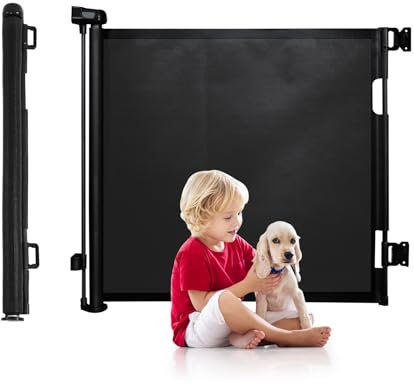 Tiita Treppenschutzgitter Ausziehbar 0-180 cm, Türschutzgitter für Babys und Haustiere, Kinder Treppenschutzgitter Geeignet für Treppen, Türen, Balkone, Schwarz