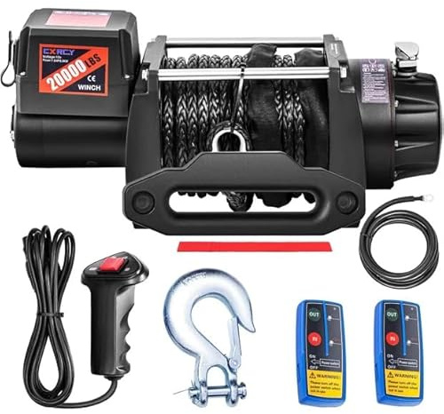 CXRCY 12V Electric Winch, 20000LB, Synthetic Rope