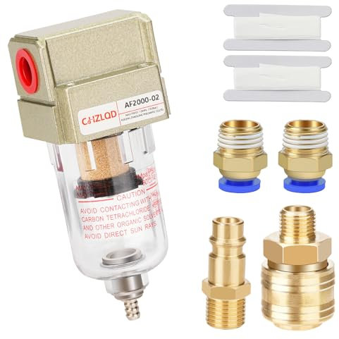 Noosverl 1/4 inch Air Filter Regulator Compressor, Water Oil Separator, Air Line Filter Water Trap, Pneumatic Tool for Air Line Replacement