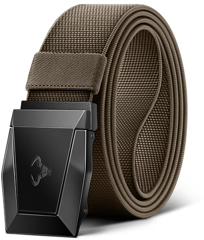 BULLIANT Tactical Belt for Men, Military Hiking Rigger Heavy Duty Nylon Web Work Belt 1.5 with Quick Release Metal Buckle(Light Brown,28-32 Waist Adjustable)