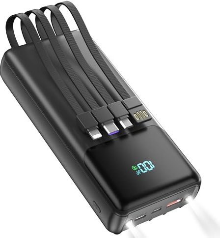 Newest 56800mAh 65W Portable Charger Power Bank, External Battery Pack Phone Charger,7 Charging Port Battery bank With Smart LED Display,flashlight, skin feel streamline design