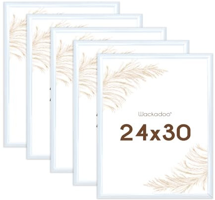 Wackadoo Bilderrahmen 24x30 Weiß 5er Bilderrahmen Set Fotowand Fotorahmen aus leichtem Kunststoff mit Glas Picture frame Poster