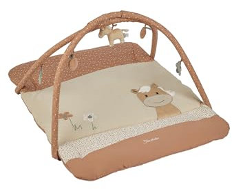 Sterntaler Spielbogen Pferd Sunny - Spielbogen aus samtigem Velour und bedrucktem Baumwoll Mischgewebe - Baby Spieldecke mit Bogen und Spielfiguren zum Abnehmen - Baby Spielzeug, lichtbraun