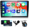 Hodozzy 9 Pulgadas 2G + 64G Android Radio de Coche 2 DIN Carplay Inalámbrico Android Auto, Bluetooth 2 DIN Pantalla Coche Mirror Link, AHD cámara, FM/RDS Radio,GPS,WiFi/USB/Control del Volante