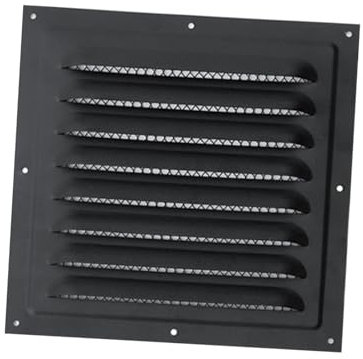 Griglia Di Ventilazione Rettangolare, Griglia Aerazione per Uscita D'aria in Acciaio Inossidabile, Con Uno Strato Di Vernice Da Forno Sulla Superficie, Per Cucina, Bagno, Toilette, Nero, 25x25 cm