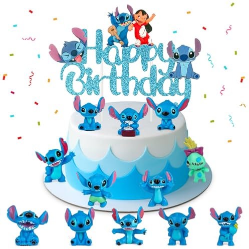 Stit-ch Tortendeko, 13 Stück Sti-tch Cartoon Cake Toppers, Sti-tch Mini Figuren Set, Sti-tch Cupcake Figuren, Sti-tch thema Figuren Set, Sti-tch Cupcake Puppen, Geburtstag Deko für Kinder