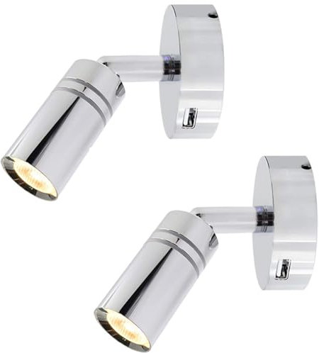 FOTN Lot de 2 lampes de lecture LED réglables avec USB, 12 V 24 V, lampe de lecture intérieure à intensité variable pour caravane, camping-car, bateau, camping-car, van, yacht, camion