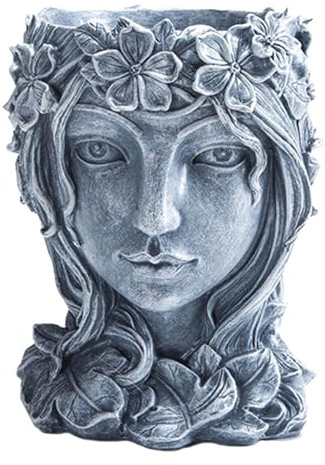 Estatua de jardinera cabeza de diosa – maceta de resina, jardinera ornamental de jardín | Jardinera decorativa de resina sintética, maceta decorativa de suelo de interior, flexible y ch
