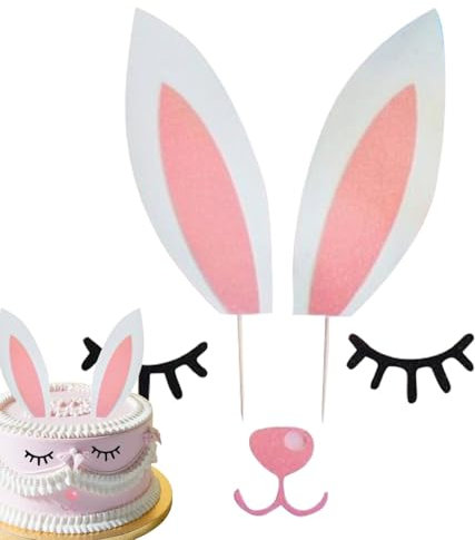 Cake Topper Karten,Hasenohren Cake Topper - Hasenohren Party Kuchen Topper Kuchen Dekoration,Sicheres Kuchendekorationszubehör, festlich für Hochzeit, Geburtstag
