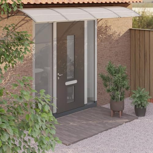 AJJHUUKI Home & Garden,Lawn & Garden,Outdoor Living,Window & Door Awnings-home-Door Canopy Grey 350x100 cm Polycarbonate