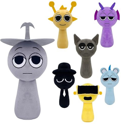 DHINCHANSAIB Sprunki Plush Plüschtier Sprunky Wenda und Grau, 10 Zoll, weich und lustig, Plüschspielzeug für Geburtstage von Fans und Freunden (Light Gray)