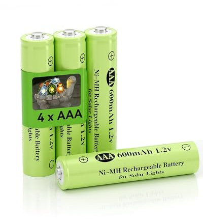 4er Pack NI-MH Wiederaufladbare AAA-Batterien, Triple A 600mAh 1,2V AAA Akku, Solarlichtbatterie für Solar-Outdoor-Garten-Landschaftsbau-Lichter Laterne Haushaltsgeräte