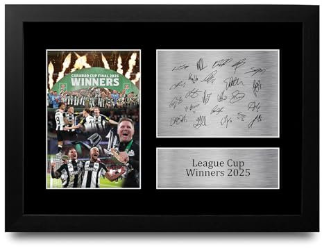 HWC Trading Magpies Caraboa Cup Winners 2025 Gifts Printed Signed Autograph Picture for Football Fans and Supporters - A4 Framed