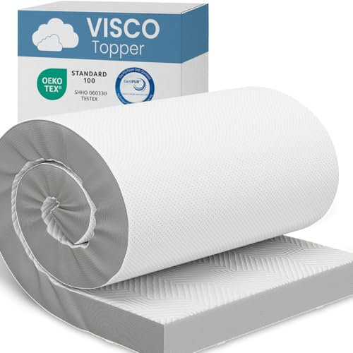 ELONEO Viscoelastischer Matratzen Topper 90x200cm, Matratzentopper mit Memory Foam Effekt, 8 cm Höhe, Matratzenauflage für Bett und Boxspringbett inkl. atmungsaktivem Mesh-Bezug und Eckschlaufen