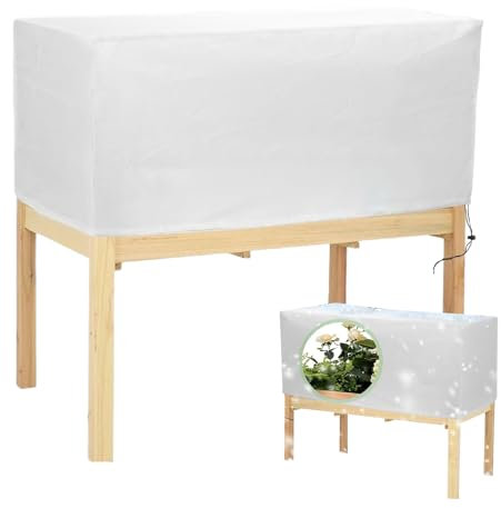 Rechteckige Pflanzkastenabdeckung, Pflanzen, Winter-Frostdecke mit Kordelzug, 100 x 40 cm, stabile Outdoor-Decken, atmungsaktives Gartennetz, Frosttücher für Balkon, Fensterbank