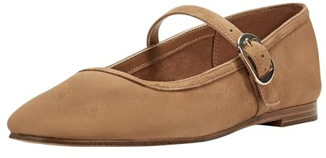 Marc Fisher LTD Women's Garissa Mary Jane Flat, Medium Brown Suede 211, 4.5 UK