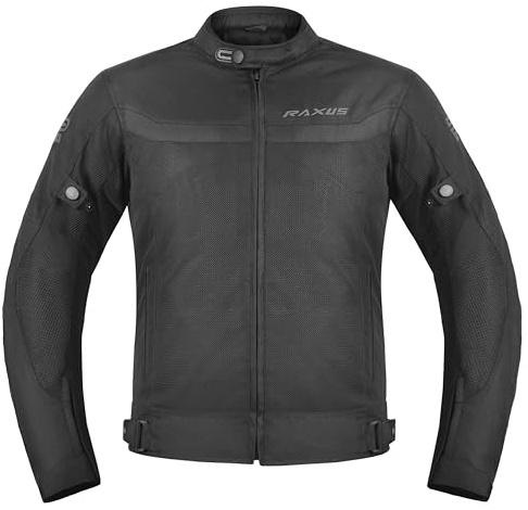 RAXUS Giacca Moto Estate Uomo Storm Omologata CE, Nero , L