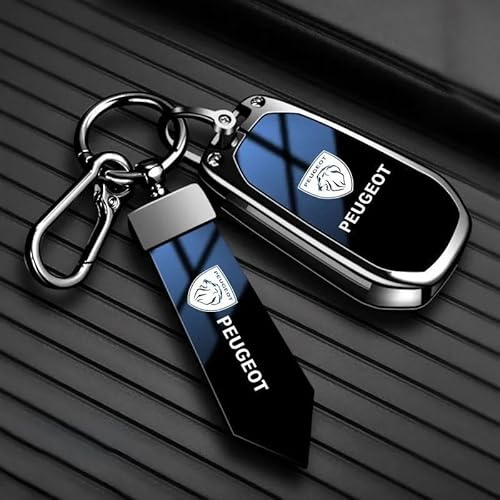 QYPLKJHG Coque de Clé de Voiture pour Peugeot 2008 2024 2025, Housse de Protection Coque Clé avec Porte-Clés Coque Boîtier Clef de Telecommande TPU Étui de Clé Carte Auto Accessoires,B-Blue 1
