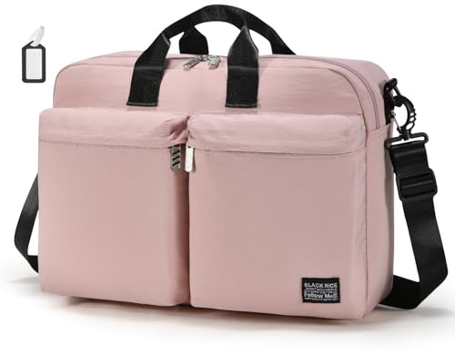 BAGZY Handgepäck Tasche 40x30x10cm für Lufthansa/Condor Airlines/Eurowings Faltbare Flugzeug Reisetasche Wasserdicht Travel Duffle Bag mit Laptop Kabine Weekender Carry On Bag für Damen Herren Rosa
