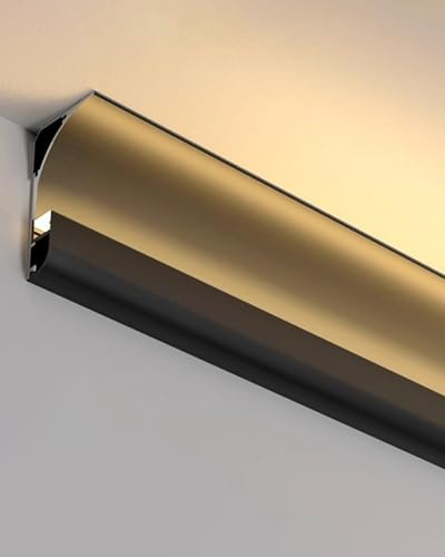 MNBVH Chausson d'éclairage du Canal en Aluminium Noir/Blanc, moulure de Plafond d'éclairage indirect LED, Profil de plinthe d'éclairage,
