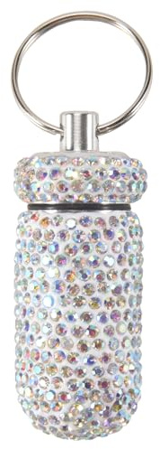 Sirxlevcy 1Pcs Bling Medicine Pill Bottle Capsule Storage Box Mini Portable Rhinestones Crystal Travel Case Tubes(Colorful)