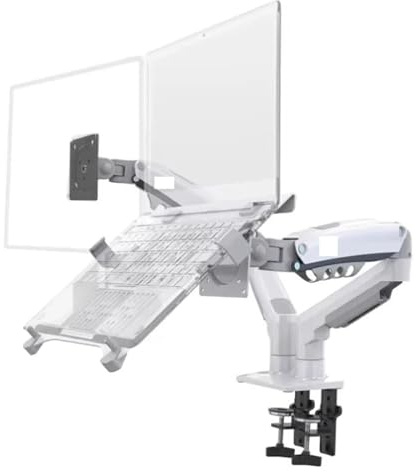 F160 10-17.0 inch laptop stand 360 degree rotation 10-27 inch air pressure full dynamic gas support LCD TV table screen stand monitor desktop stand(WHITE)