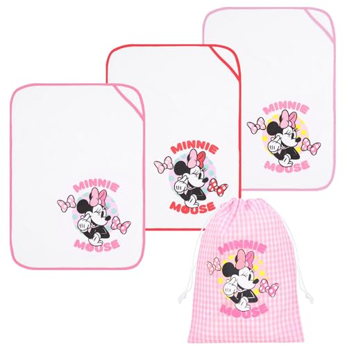 Ellepi Disney Kindergartenset – 3 Handtücher + Beutel mit Bindebändern (Minnie)