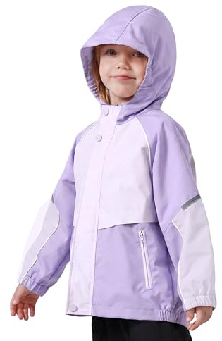 Miipat Veste Imperméable pour Filles, Léger Coupe-vent Manteau avec Capuche Enfants Blouson de Pluie avec Poche à Fermeture Éclair Manteaux pour Garçons