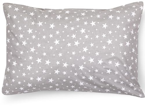 PinkZebra Kopfkissenbezug Kinder, Kissenbezug 35 x 40 cm aus 100% Baumwolle, Kissenhülle mit Öko-tex Standard 100, Kinderbezüge mit Reißverschluss, Sterne Klein