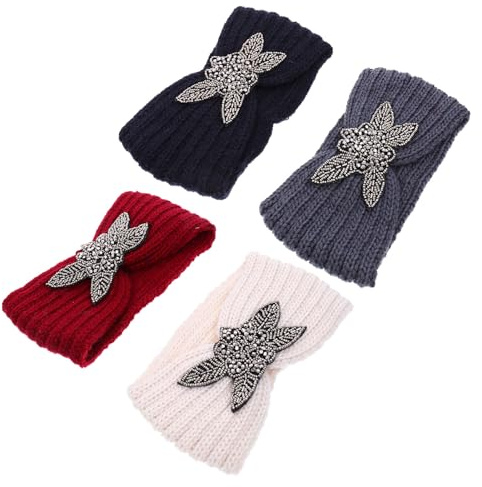 Gestricktes Haarband Damen -pack, Warm, Faltbar, Vintage | Gewebe, Ohr und Stirnschutz, für Herbst, Winter und Frühling, Modisch, Bequem, 4 Stück