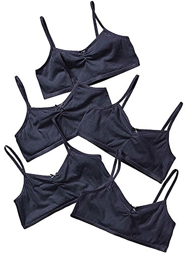 Just Essentials Girls Back to School 5 Pack Cotton Crop Bra Tops Plain UK Seller
