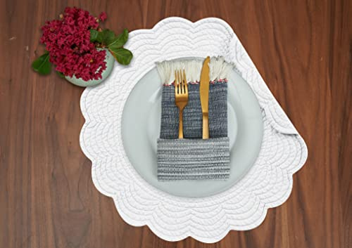 Tischsets, rund, gesteppt, 43,2 cm, Weiß, 6 Stück