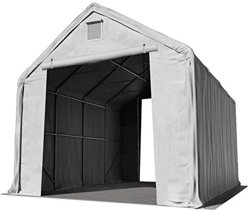 TOOLPORT Lagerzelt 5x10 m/Seitenhöhe 3m Zelthalle Industriezelt feuersichere PRIMEtex PVC Plane 2300 N grau