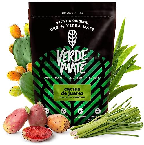 Mate Tee Yerba Verde Mate Green Cactus de Juarez 500g Verde Mate Grün Kaktusfeige anregender Mate Tee aus Brasilien Aromatisierter Mate Tee Glutenfrei nicht rauchgetrocknet