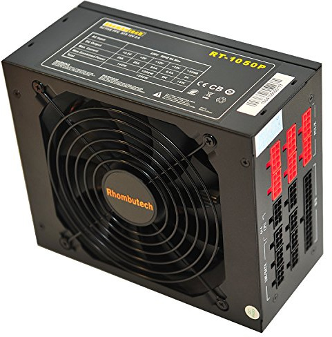 Rhombutech® 1050 WATT ATX PC-Netzteil/Super Gaming-Netzteil/Effizient bis zu 87% / Voll-modulares Kabelmanagement/AKTIV PFC / 140mm kugelgelagerter Lüfter