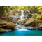 murando - Papier Peint Panoramique Adhésif Paysage 343x256 cm - Murale Autocollante - Bleu jaune turquoise beige - Pierre forêt nature paysage rivière thaïlande eau cascade c-B-0141-a-b