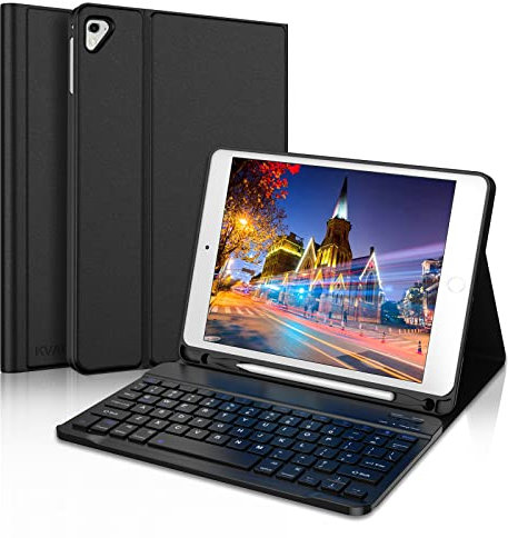 KVAGO iPad Keyboard Case 9.7 Inch - Compatible With 6th/5th Generation, Pro 9.7, Air 2/Air - Protective Folio Cover With Wireless Bluetooth Keyboard - Black