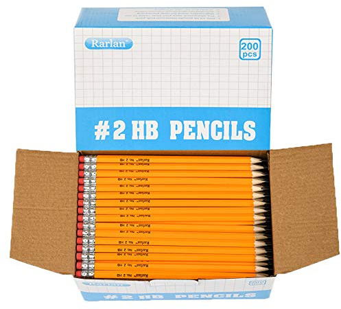 Rarlan Wood-Cased #2 HB Pencils, Pre-sharpened, 200 Count Bulk Pack