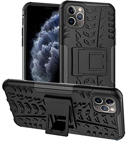 Verco Schutzhülle für iPhone 11 Pro Max Hülle, Armor Outdoor Handyhülle für Apple iPhone 11 Pro Max Case Panzer Hardcase [Cover geeignet für Baustelle], Schwarz