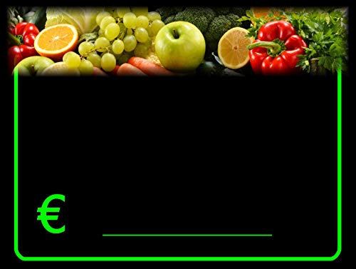 30 Preisschilder Plastikkartenhalter für Obst und Gemüse Lebensmittelrecht 8,3x11,3 cm. + 30 Halterungen + 1 ungiftig Marker