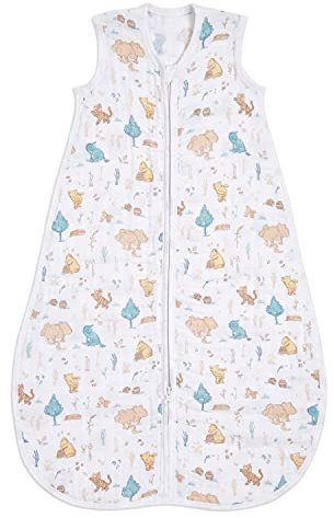 aden + anais Schlafsack, 1,0 TOG Wert, Bunte Muster für Mädchen & Jungen, Schlafsack für Neugeborene aus 100% Baumwoll-Musselin, 6-18 Monate, Winnie in The Woods, ASEC10017DI