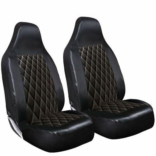 rhinos autostyling FOR Dacia Duster (2013-2018) - Premium Luxury Car Seat Covers - Black Quilted Diamond Leather - 2 x Fronts