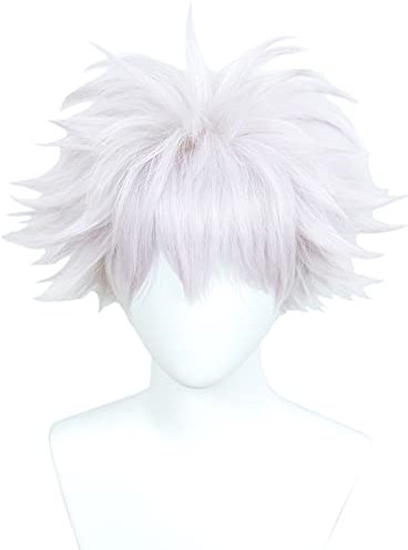 Linfairy Short Light Silver Mix Pink Purple Cosplay Perücke Halloween Kostüm Perücken für Männer