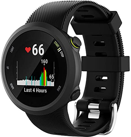 Braleto Cinturino Compatibile per Garmin Forerunner 45/45S - Cinturino Sportivo Impermeabile in Silicone Nero - 0.6 Pollici