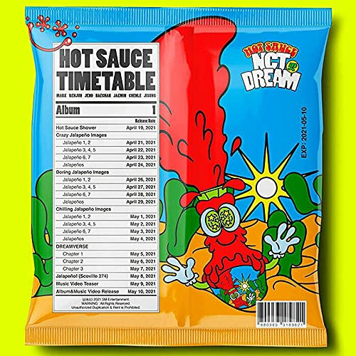 NCT DREAM [HOT SAUCE/맛] 1st Album (JEWEL CASE ver.) RANDOM VER. CD+Booklet+10p Lyrics Paper+Folded Poster(On pack)+AR Photo Card+AR Clip Card K-POP SEALED+TRACKING CODE