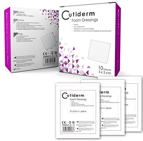 Cutiderm Foam Non-Adhesive Sterile Wound Dressing 5cm x 5cm - Pack of 10 Dressings