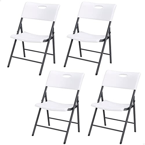 LIFETIME 92114 - Pack de 4 chaises Pliantes en Plastique Ultra résistantes, chaises pour événements, Restauration, Bureau, extérieur et intérieur, chaises Pliantes légères et polyvalentes