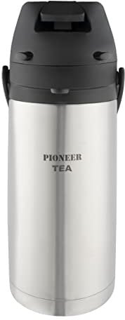 Pioneer Airpot Isolier-Pumpkanne, 1.9 Liters, Edelstahl-Getränkespender, Beschriftet mit 'COFFEE', Doppelwandig mit Griff, Bis zu 8 Stunden Heiβ und 24 Stunden Kühl, SS19HC-TEA
