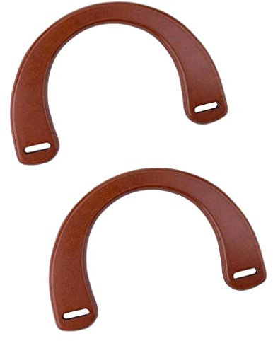 Easnea 1 paire de poignées en bois de rechange en forme de demi-ronde pour sac de paille fait à la main sac de plage sac à main sac à main sac à main sac à main pochette – Marron